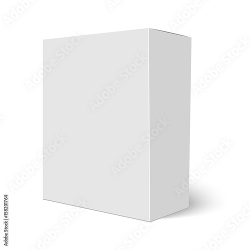 Blank vertical paper box template standing on white background. Vector illustration.   © Azad Mammedli