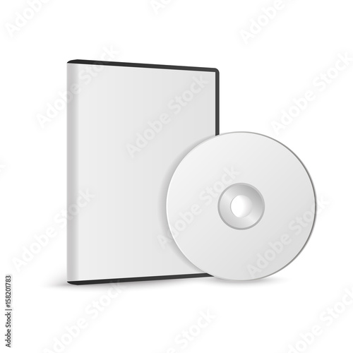 Realistic Case for DVD Or CD Disk with DVD Or CD Disk. Compact disk. Vector Illustration
