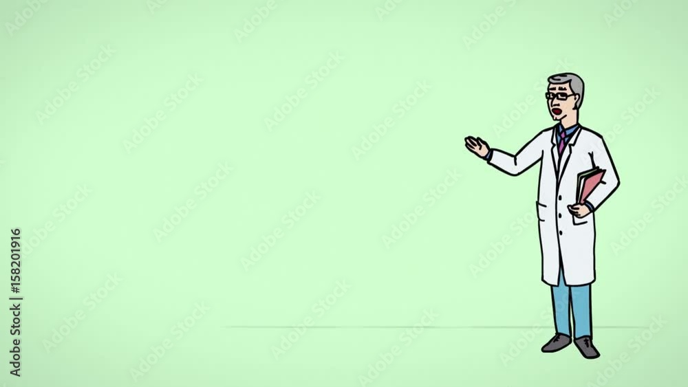 Animated Character Doctor Says, green background Animated Character Doctor Says, green background