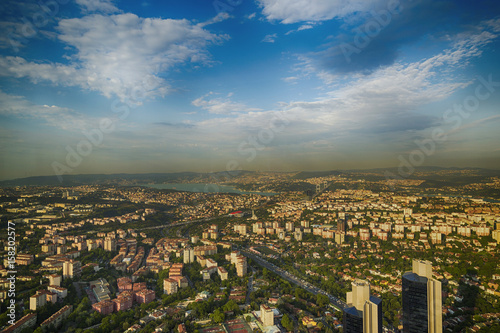 Istanbul view from air shows us amazing sunset scene © Solidasrock