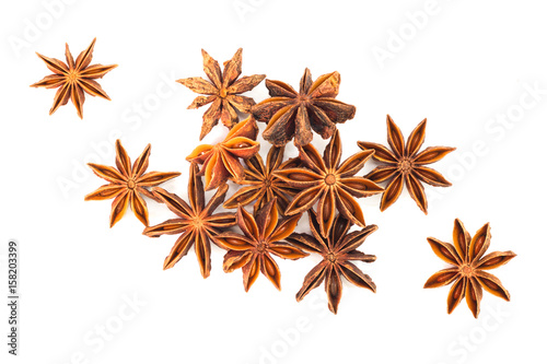 Star anise herb isolates on white back ground photo