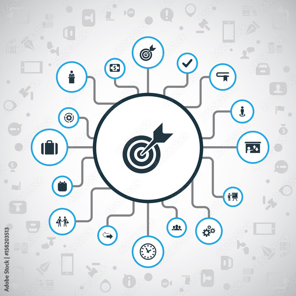 Vector Illustration Set Of Simple Strategy Icons. Elements Check Mark