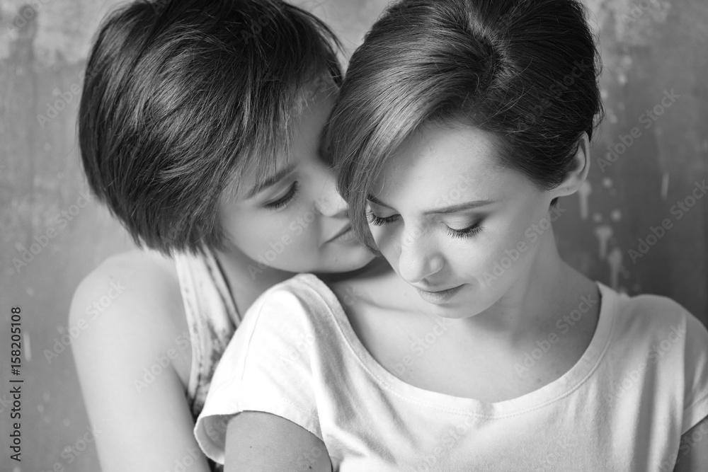 Fedt Lydig server Young lesbian couple on grunge background Stock Photo | Adobe Stock