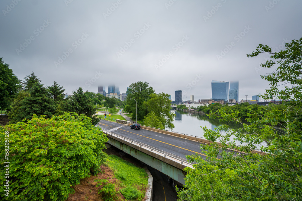View of Martin Luther King Drive and the Schuylkill River, in Philadelphia, Pennsylvania. View of Martin Luther King Drive and the Schuylkill River, in Philadelphia, Pennsylvania.