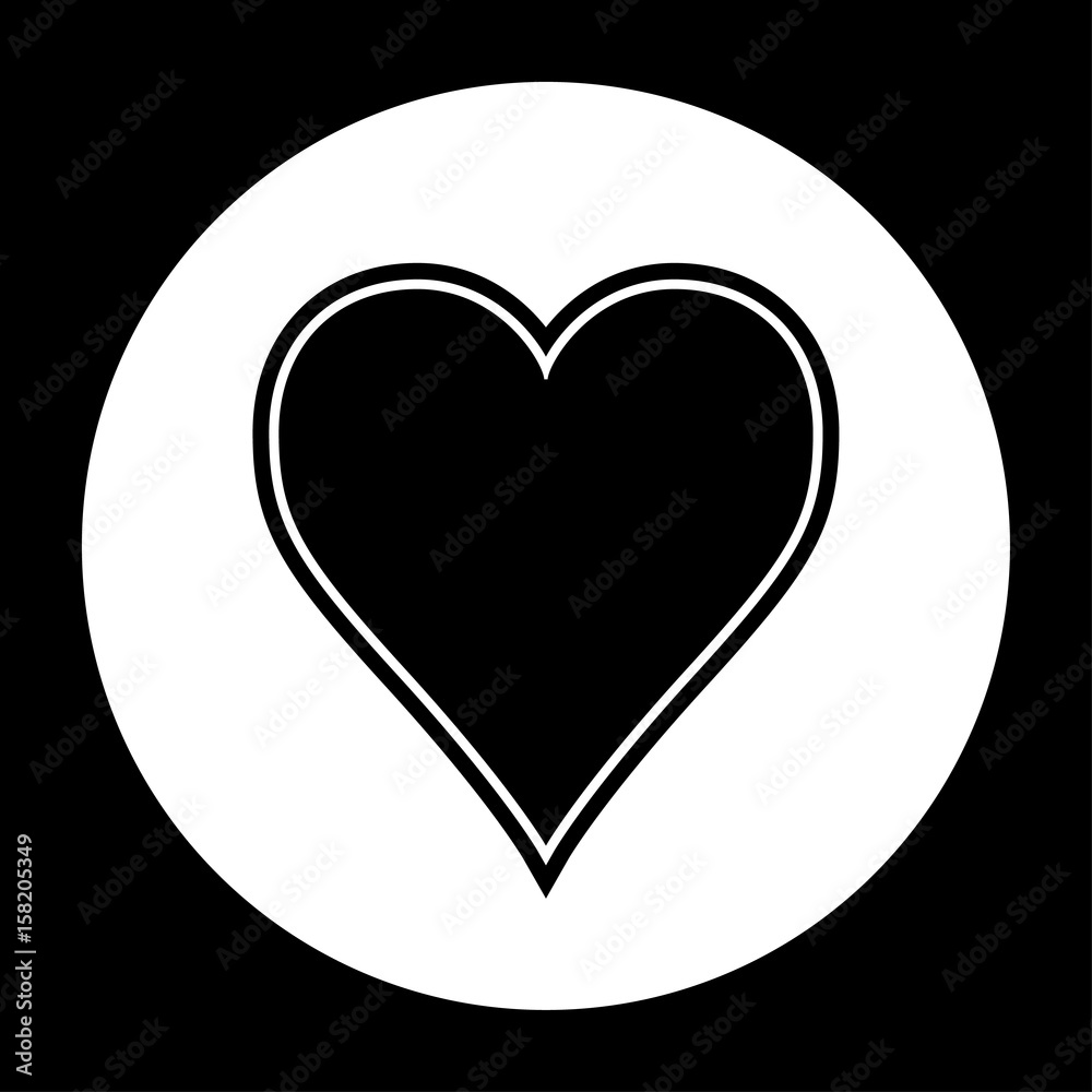 Heart icon black and white vector illustration Heart icon black and white vector illustration