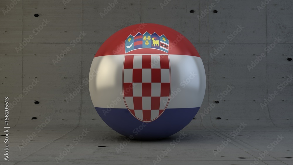 Naklejka premium croatia flag sphere icon isolated in concrete room 3d render