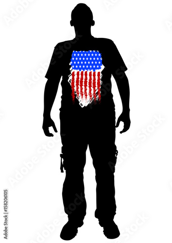 Soldier in uniform with american flag