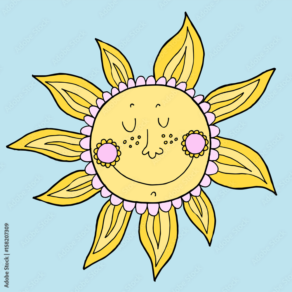 Obraz premium vector doodle sun. Hand drawn illustration.