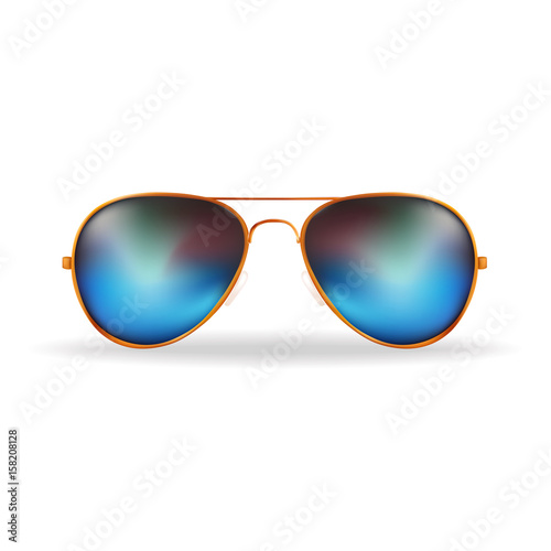 Sunglasses 3d realistic vector illustration. Isolated in white