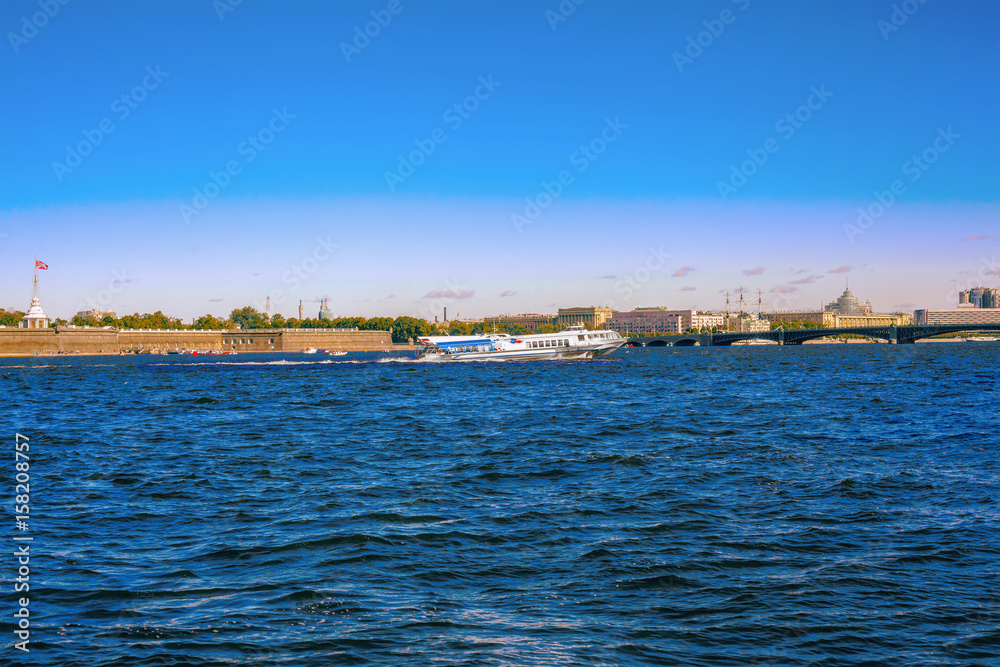 A view of the river Neva and the Peter and Paul fortress in Saint-Petersburg