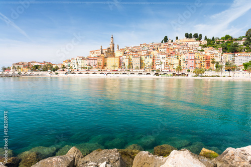 colorful houses in Menton on french riviera photo