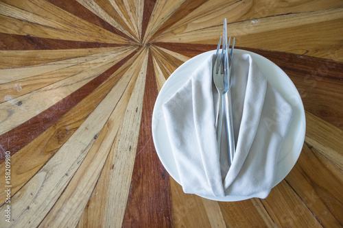 Dish decorated on wood table background