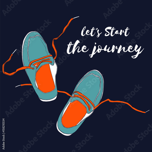 Moccasins with loose braids. Hand drawn vector illustration.
