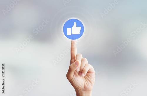 Finger touching like buttons. Concept about social media network