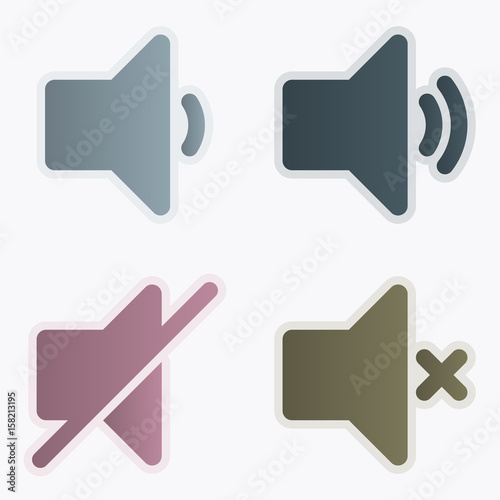 Vector illustration on a theme Loudspeaker, button, sound, music