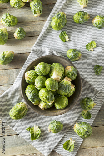 Raw Organic Green Brussel Sprouts photo