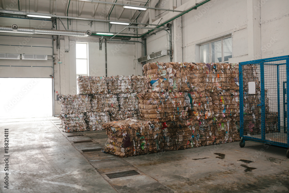 Waste processing plant. Technological process. Recycling and storage of