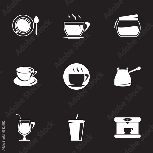 Icons for theme black coffee. Black background