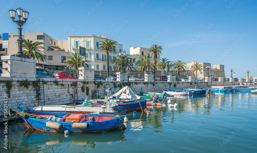 Docked boats in Bari, Apulia, southern Italy.