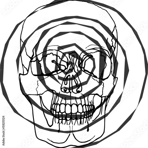 Skull with a spiral on an isolated background. Hand drawn
