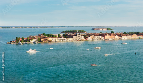 Venice Italy. Wide angle view from high tower.