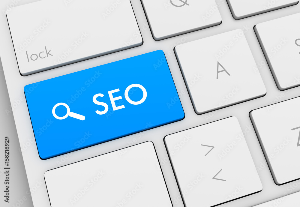 seo keyboard concept 3d illustration seo keyboard concept 3d illustration