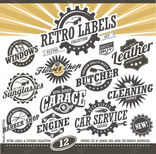 Retro labels and stickers collection