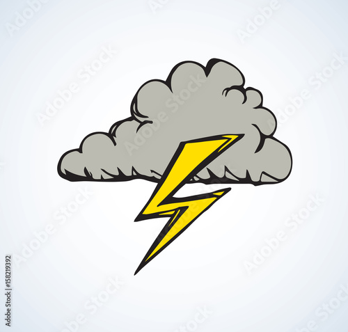 Cloud with lightning. Vector illustration