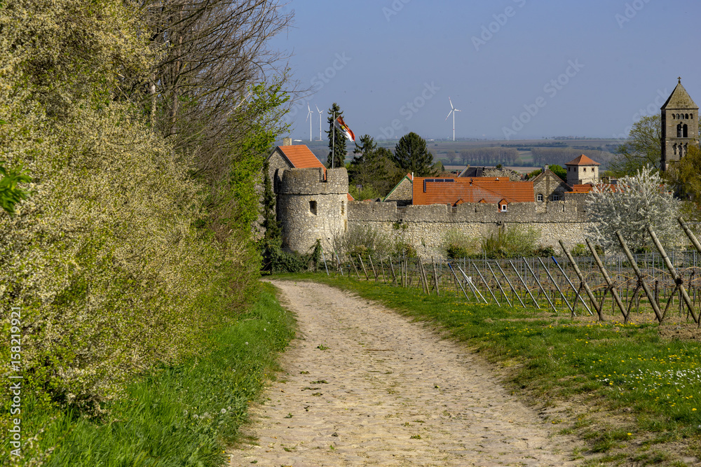 A village with a completely preserved wall from the Middle Ages which still leads around the entire village. A village with a completely preserved wall from the Middle Ages which still leads around the entire village.