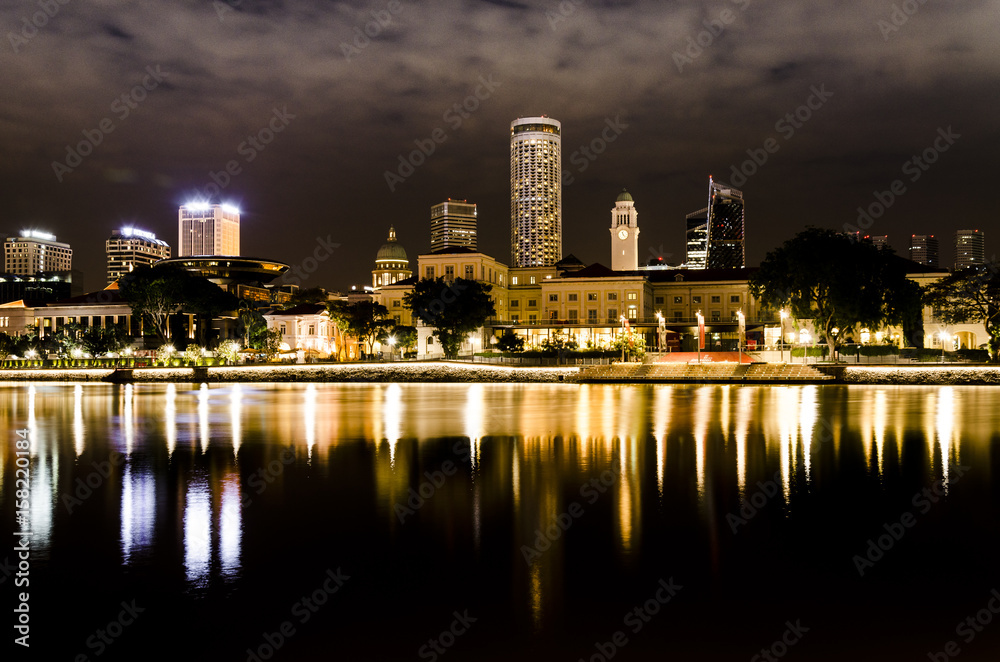 Singapore reflection's, cityscape of Singapore reflecting over the water by night