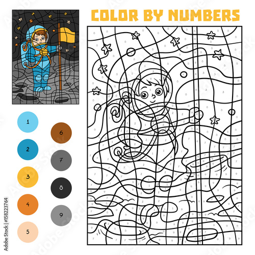 Color by number for children, Astronaut