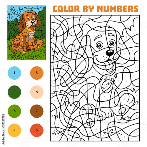 Color by number for children, Dog
