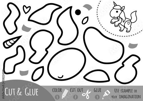 Education paper game for children, Unicorn