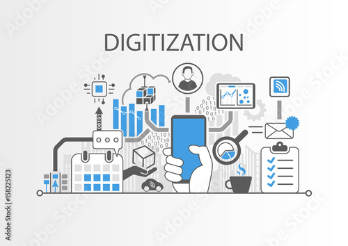 Digitization concept as background vector illustration photo