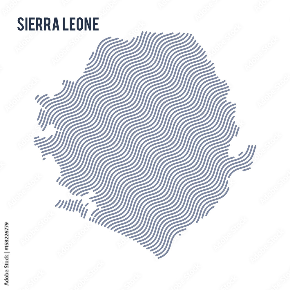 Vector abstract wave map of Sierra Leone isolated on a white background.
