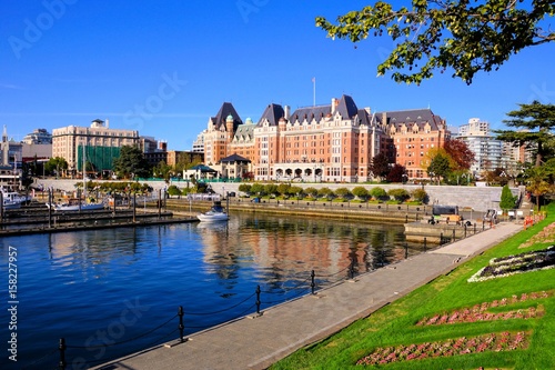 View of the beautiful harbor of Victoria, Vancouver Island, BC, Canada photo