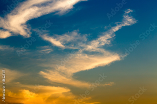 Natural sunset /sunrise with beautiful clouds. Bright Dramatic Sky in warm colors.