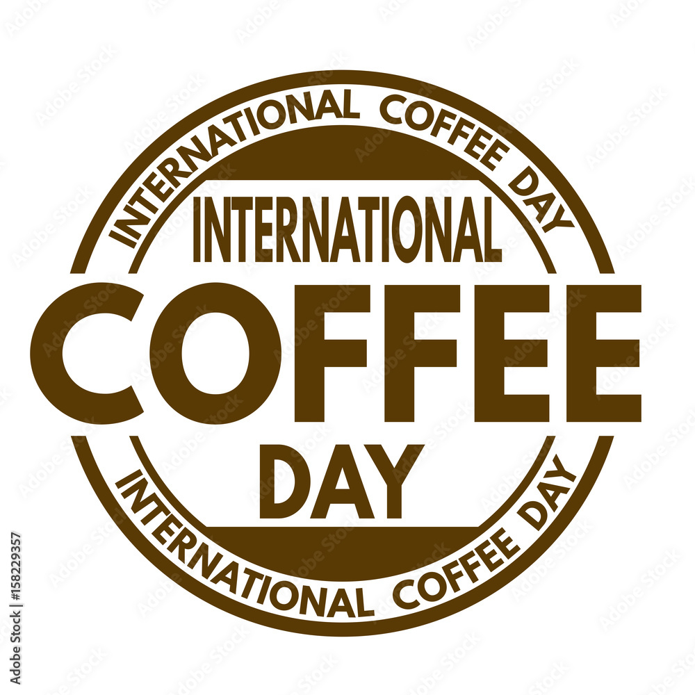 International coffee day sign or stamp