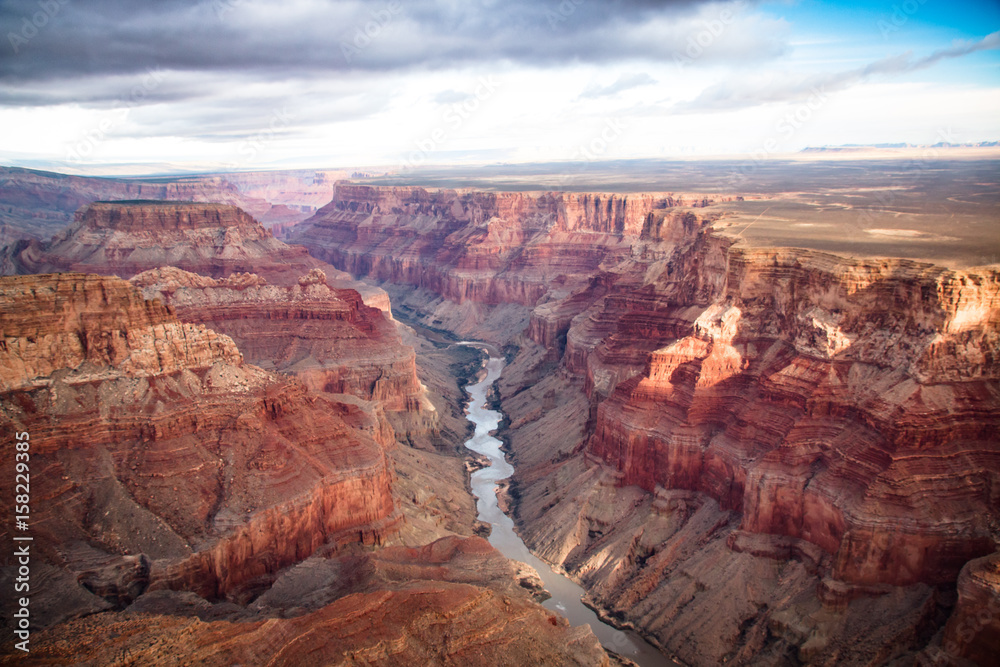 Photo & Art Print view over the south and north rim part in grand canyon  from the helicopter