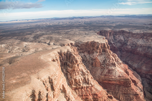 view over the north rim in grand canyon from the helicopter