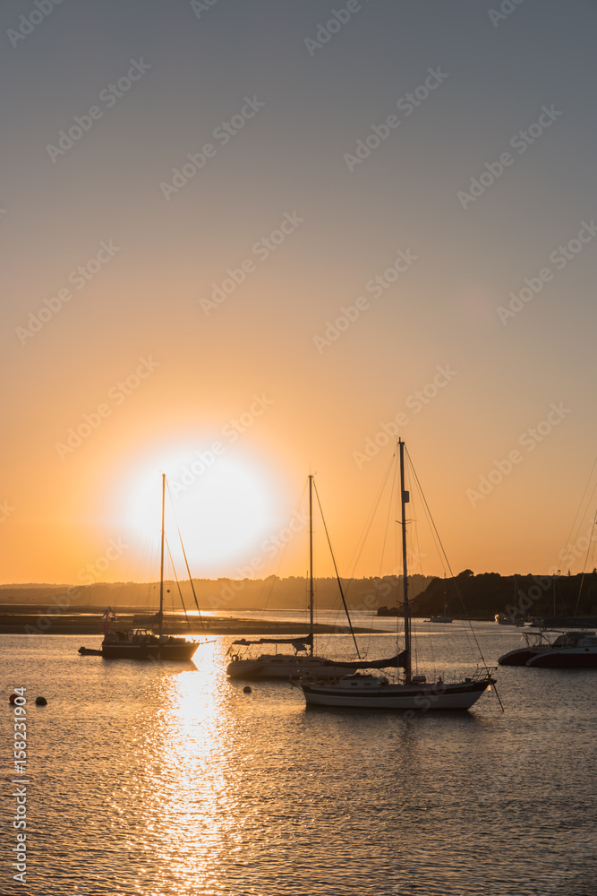 Harbor from Alvor at sunset in Portugal
