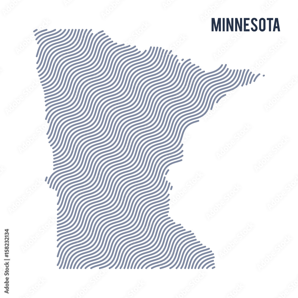 Vector abstract wave map of State of Minnesota isolated on a white background.