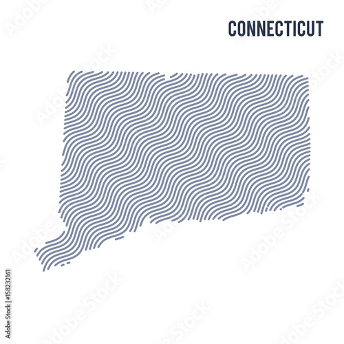 Vector abstract wave map of State of Connecticut isolated on a white background.