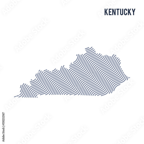 Vector abstract wave map of State of Kentucky isolated on a white background.