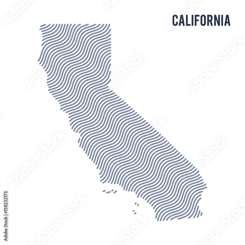 Vector abstract wave map of State of California isolated on a white background.