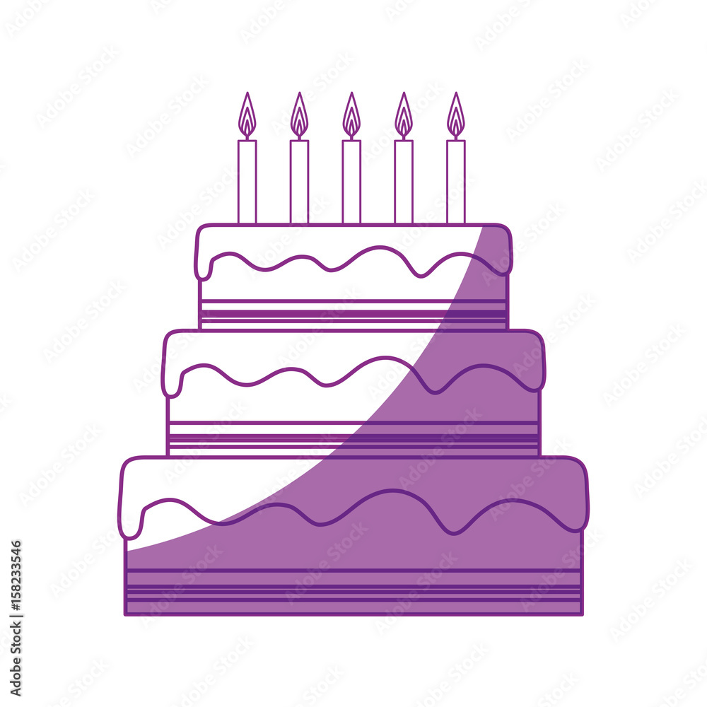 birthday cake with candles icon over white background. vector illustration