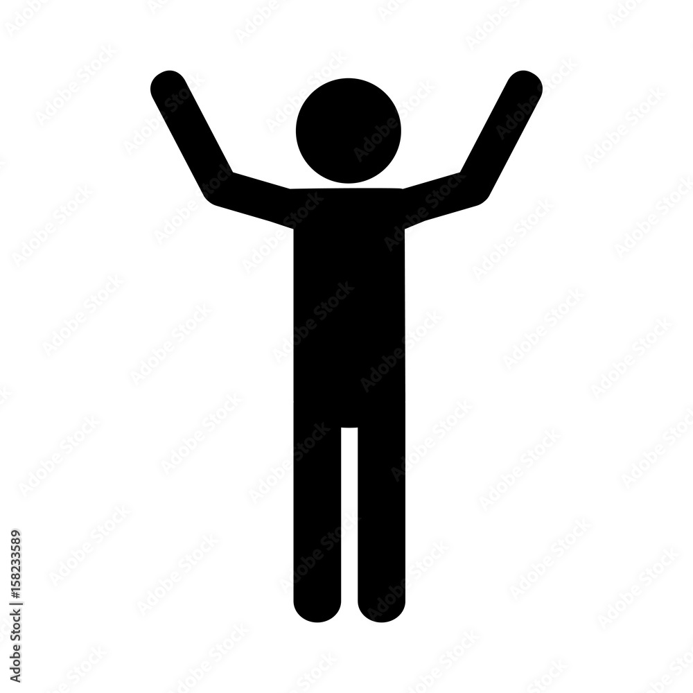 pictogram man with hands up icon over white background. vector ...