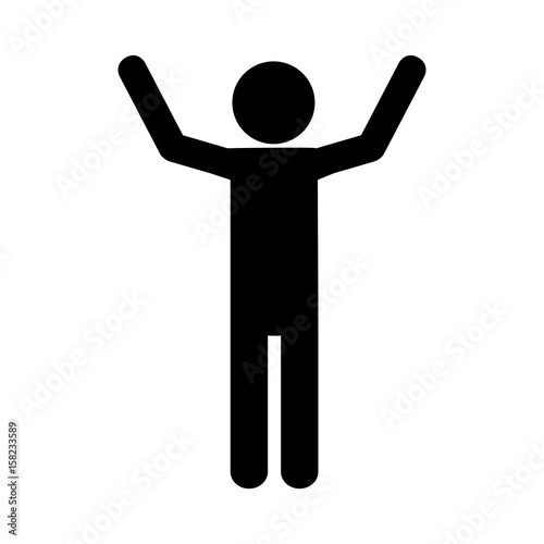 pictogram man with hands up icon over white background. vector illustration