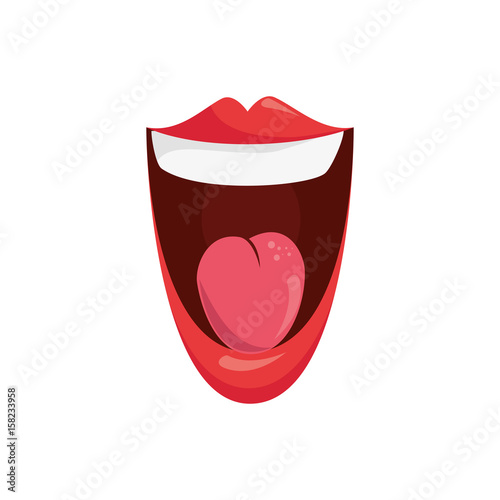 comic mouth smiling icon over white background. colorful design. vector illustration