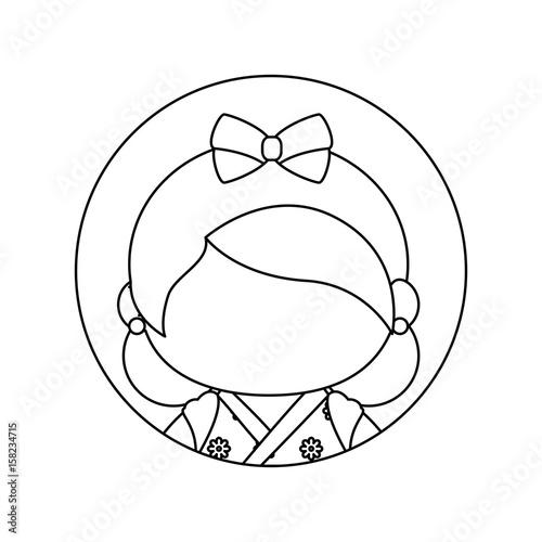 Cute japanese girl cartoon icon vector illustration graphic design